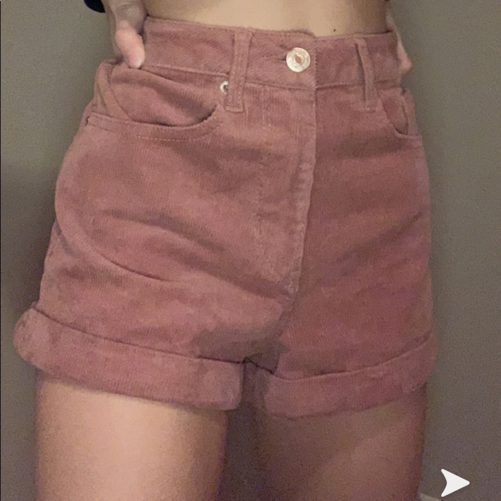 pink corduroy jean shorts
